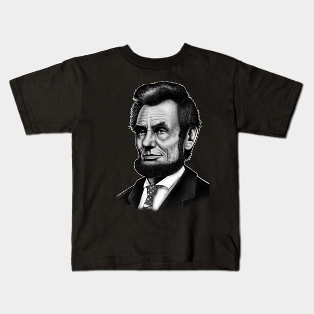 Abraham Lincoln portrait American flag Kids T-Shirt by Artardishop